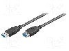 Cablu USB A mufa, USB A soclu, USB 3.0, lungime 1.8m, negru, Goobay - 93998