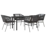 Cumpara ieftin Set de sufragerie de gradina 5 piese neagra Sticla Poly Rattan