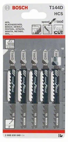 Set p&acirc;nze Bosch pentru ferăstrău vertical T 144 D 5buc 2 608 630 040