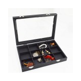 Cumpara ieftin Caseta Bijuterii Neagra 12 Spatii Watchbox, Cutie Prezentare Bijuterii, Display Sticla, 28x20x4.5cm