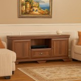 Comoda living VMT2, Pal Melaminat, cu 2 usi, sertar, cu elemente din MDF, Nuc