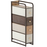 HOMCOM Comodă Slim din Material Textil cu 4 Sertare Pliabile, Mobil Compact din Oțel pentru Dormitor, Baie și Living, 20x47x84,5 cm, Multicolor | Aoso