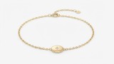 Cumpara ieftin Bratara din Argint 925 Placata cu Aur cu Medalion Oval si Zirconiu in Stea, 17+3 cm, 1.36g