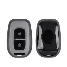 Husa Cheie Auto Kwmobile pentru Dacia/Renault 2 Butoane, Gri/Negru, Silicon, KWM0000253C001C