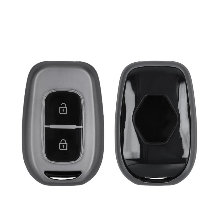 Husa Cheie Auto Kwmobile pentru Dacia/Renault 2 Butoane, Gri/Negru, Silicon, KWM0000253C001C