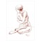 E43. Tablou, Nud femeie, realizat 2022, tehnica sanguina, A4 neinramat, 21x29cm