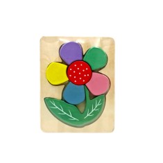 Puzzle din lemn 15 x15 cm - Floricica, 7Toys
