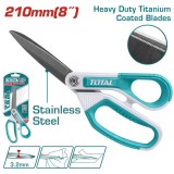 Foarfeca TOTAL 210 mm cu lama lunga, maner cauciucat si lame titanate