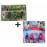 Set 8 Figurine Minecraft + Stumble Guys, Modele Surpriza Aleatorii, 10 cm, Multicolor, 6 ani+
