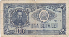 ROMANIA RPR 100 LEI 1952 UZATA SERIE 1 CIFRA foto