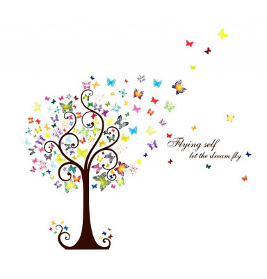 Sticker decorativ, Copacul cu fluturi, 130 cm, 799STK foto