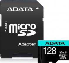 Card de memorie ADATA V30S 128GB Premier Pro MicroSDXC Clasa 10 UHS-I U3 + Adaptor SD foto