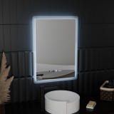 Oglinda LED Rectangulara, 50x70cm, ELANCEE Senzor MotionGlow Marcello, Sistem Dezaburire, Ceas &amp; Termometru, Dimabila ModernLight Concept