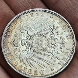 Germania 3 drei mark 1912 D , argint , patina superba