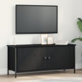 vidaXL Suport TV din stejar negru Stejar negru Placă aglomerată, Metal