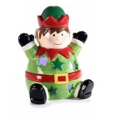 Figurina Craciun Elf ceramica multicolora cu led 9x7.5x11.5 cm