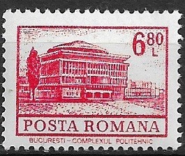 C1388 - Romania 1972 - Cladiri lei 6.80 neuzat,perfecta stare foto