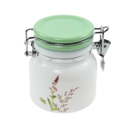 Recipient pentru ingrediente, R0J050-1CCG, sticla opal, alb + verde + model multicolor, 10.8 x 11.8 cm, 500 ml foto