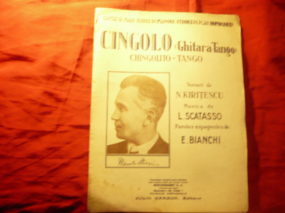 Partitura interbelica - Cingolo - Tango ,versuri N.Kiritescu , muzica L.Scatasso foto
