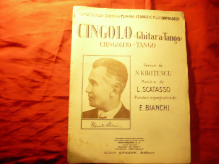 Partitura interbelica - Cingolo - Tango ,versuri N.Kiritescu , muzica L.Scatasso