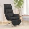 Scaun relaxare cu taburet negru piele naturală/piele ecologică
