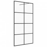 Paravan de duș walk-in negru 90x195 cm sticlă ESG transparentă