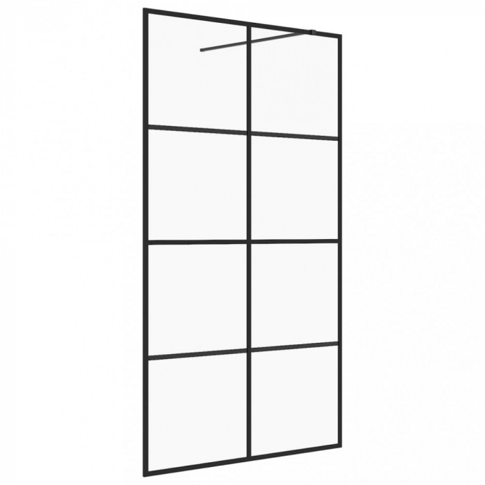 Paravan de duș walk-in negru 90x195 cm sticlă ESG transparentă