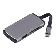 Adaptor USB 3.0 C Type YC-207 USB-C, HDMI 4K, SD Card, MicroSD pentru MacBook Pro