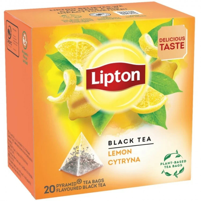 Ceai Negru Cu Lamaie, Lipton, 20 x 1.2g