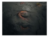 Tablou Canvas Temă Vulcani Negru și Portocaliu Artă Abstractă, 39 x 26 cm, CMCLASS
