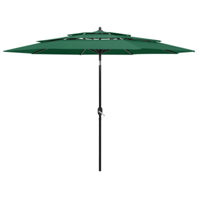 vidaXL Umbrelă de soare 3 niveluri, st&amp;acirc;lp de aluminiu, verde, 3 m foto