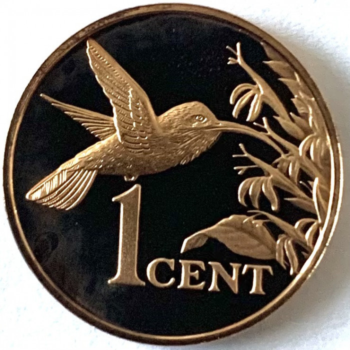 TRINIDAD &amp; TOBAGO 1 CENT 1979 PROOF,( Pasăre colibri.)