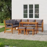 VidaXL Set mobilier de grădină cu perne, 7 piese, lemn masiv de acacia