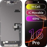 Cumpara ieftin Display cu Touchscreen JK pentru Apple iPhone 16 Pro, cu Rama, Versiune LCD In-Cell IC Movable, Negru