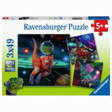 PUZZLE DINOZAURI IN SPATIU, 3x49 PIESE, Ravensburger