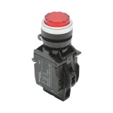 Buton comanda iluminat convex LED 24V AC/DC rosu cu revenire 1NO+1NC, 10A/600V AC, 1A/250V DC LA42 Breckner Germany