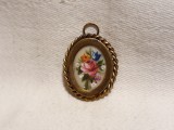 MEDALION splendid BUCHET de FLORI 1900 PICTAT MANUAL de efect FRANTA rar