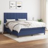 Pat box spring cu saltea, albastru, 180x200 cm, material textil