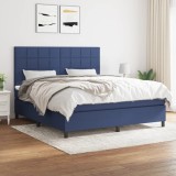 VidaXL Pat box spring cu saltea, albastru, 180x200 cm, material textil