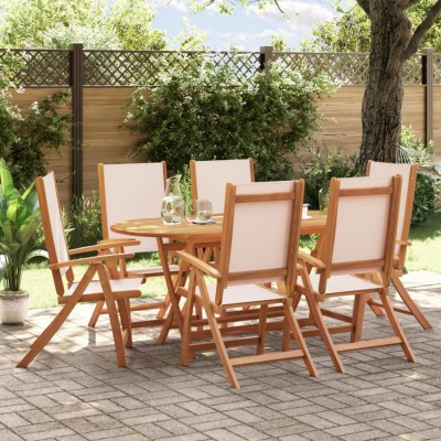 vidaXL Set mobilier de grădină, 7 piese, lemn masiv acacia/textilenă 3279270 foto