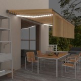 VidaXL Copertină retractabilă automat stor&amp;LED&amp;senzor galben&amp;alb 5x3m