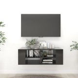 Cumpara ieftin Dulap TV montat pe perete, negru extralucios, 102x35x35 cm, PAL