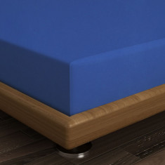 Cearceaf de pat cu elastic, 160x200 cm, 100% bumbac ranforce, Patik, Dark Blue, albastru inchis