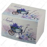 Cutie de bijuterii muzicala din lemn cu sertar si oglinda 13&times;9 CM &ndash; Lavender