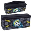 Penar scolar cu 2 compartimente, fotbal, negru, 21.5 x 9.5 x 6.5 cm, Lean 21986