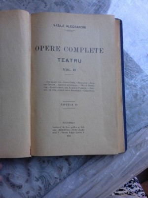 OPERE COMPLETE. TEATRU - VASILE ALECSANDRI VOL.II. EDITIA II-A foto