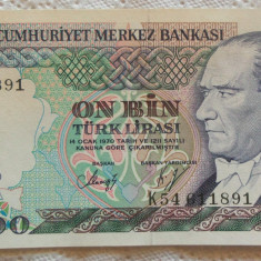 Bancnota 10000 LIRE - TURCIA, anul 1970 *cod 891 B = UNC