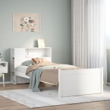 vidaXL Pat cu bibliotecă fără saltea, alb, 90x200 cm, lemn masiv pin 3322452