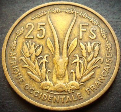 Moneda exotica 25 FRANCI - AFRICA OCCIDENTALA, anul 1956 * cod 4312 foto