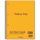 Caiet cu spirala, A4, 80 file - 80gsm, 4 perf., coperti carton, AURORA - dictando - hartie galbena